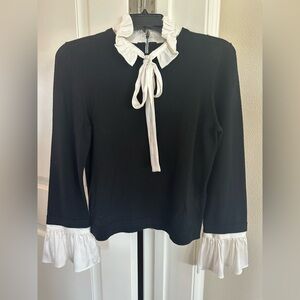 Alice + Olivia Black Sweayer with White Accents